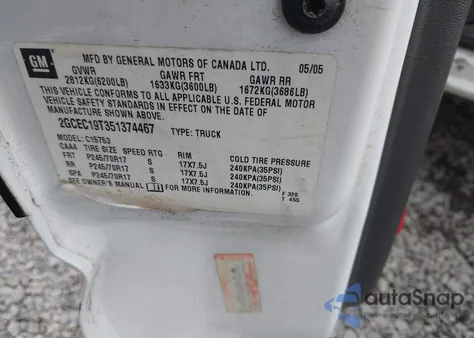 2005 Chevrolet Silverado 1500 Ls z USA, uszkodzony, nr VIN 2GCEC19T351374467